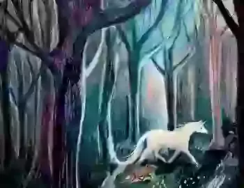 an illustration of a unicorn and a fox, running through the forest together. the illustration is created using gouache, coloured pencils, watercolour , pastels and procreate. It is an illustration of ideal for anyone who loves unicorns, and also perfect f